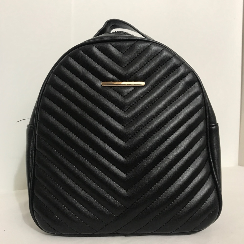 Ardene Black Quilted Gold Hardware Mini Backpack